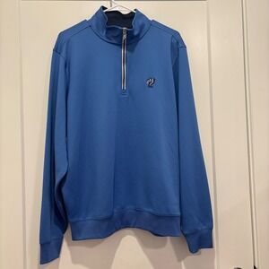 Fairway & Greene Mens Tech Quarter Zip Pullover Blue Golf Sweater Large 1924